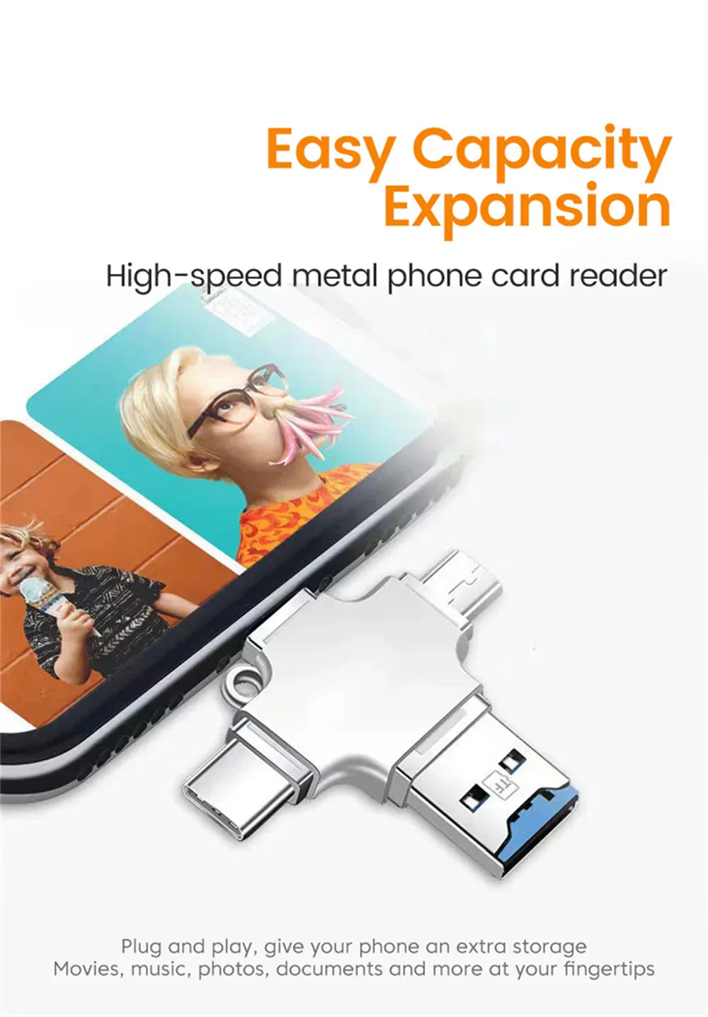 4 In 1 SD TF Memory Card OTG Adapter