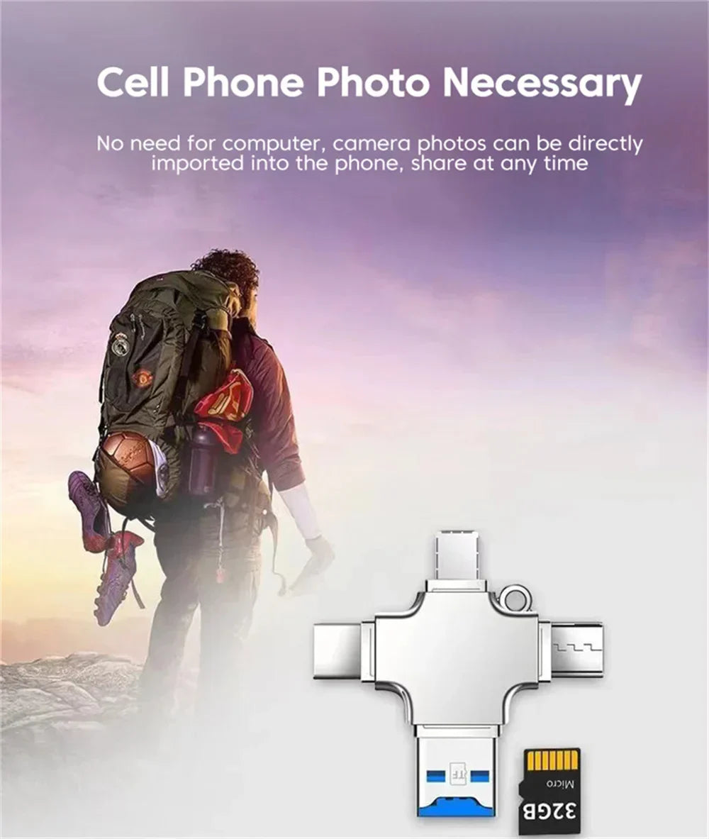 4 In 1 SD TF Memory Card OTG Adapter