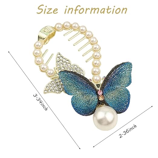 Women Pearl Butterfly Hair Style Clip